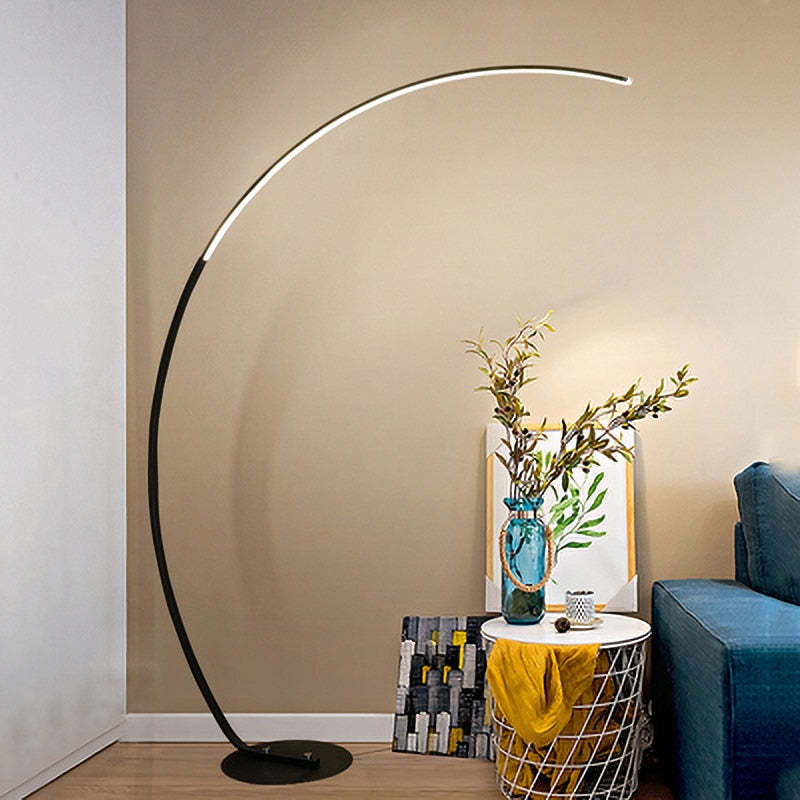 Supobas Modern Arc LED Floor Lamp, Black/White, Metal/Silicon