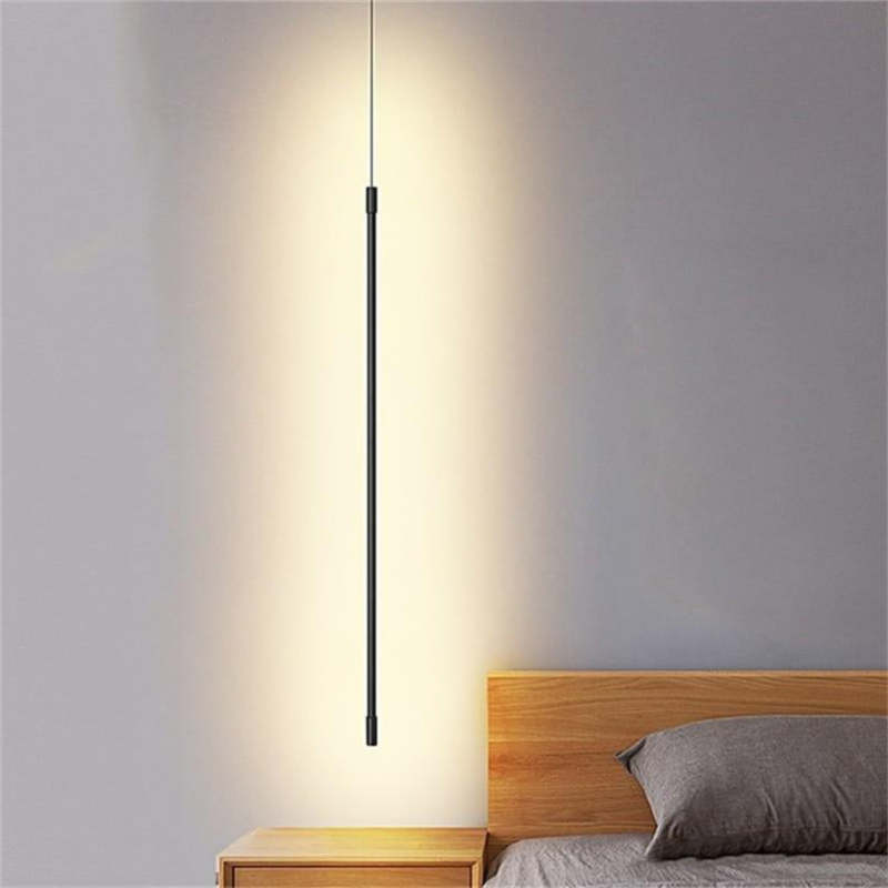 Tavix Minimalist Linear Pendant Light Bedside, Black-Relic Pieces