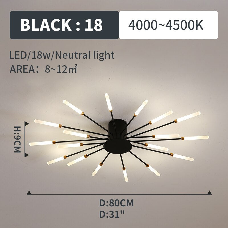 Kovon Flush-Mount Ceiling Light Fireworks, Black/Gold-Relic Pieces