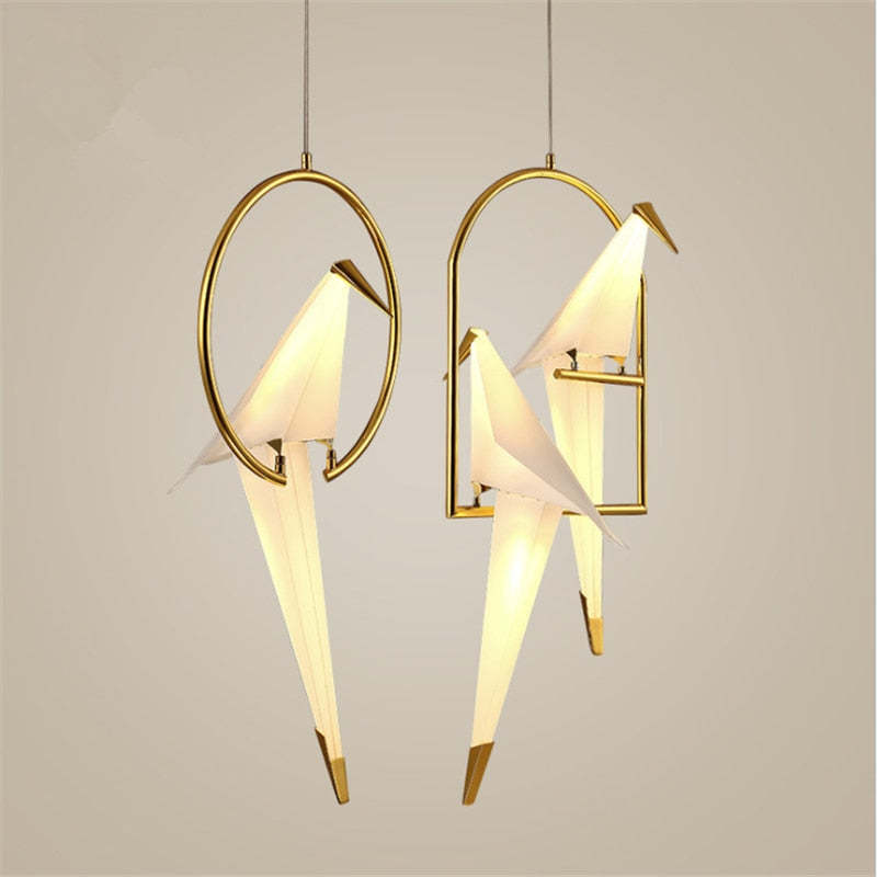 Mubagir Modern Nordic Post Modern Bird Pendant Light, White/Clear