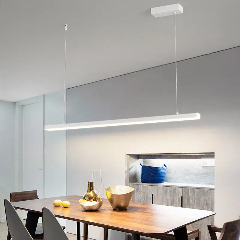 Jeketas Minimalist Linear Metal Pendant Light, White/Black