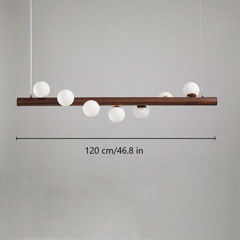 Taribid Glass Bubble Pendant Light Wood/Walnut