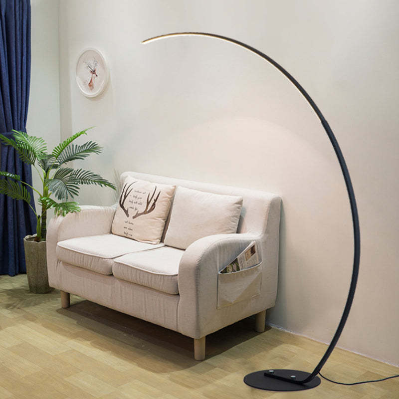 Supobas Modern Arc LED Floor Lamp, Black/White, Metal/Silicon