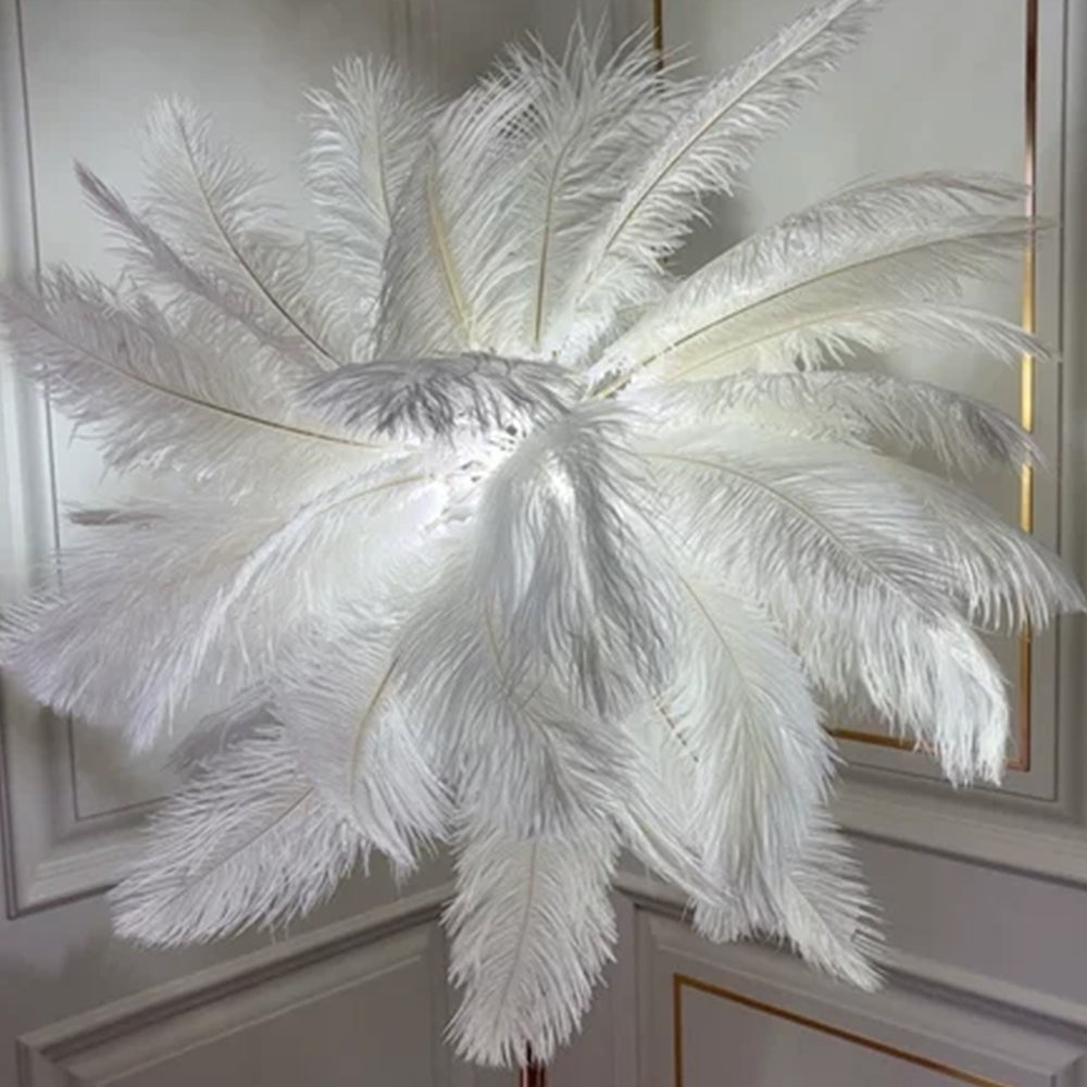Tutigod Modern Natural Ostrich Feather Gold-plated Floor Lamp