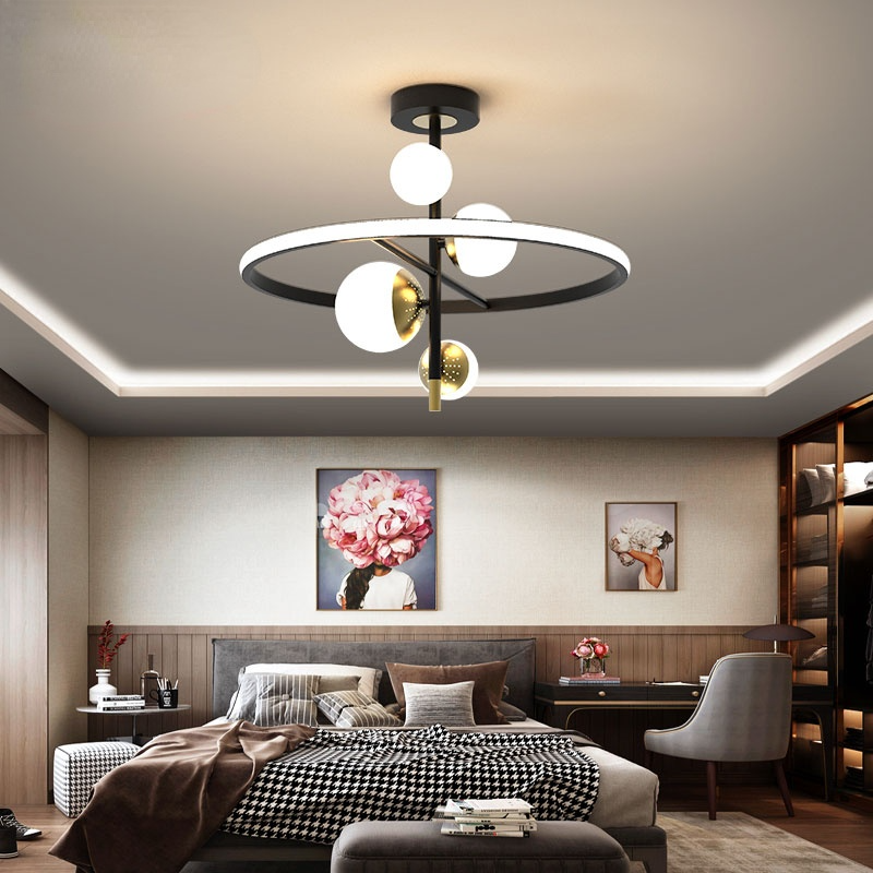 Resilak Semi-Flush Mount Ceiling Light, Gold & Black, 2 Style
