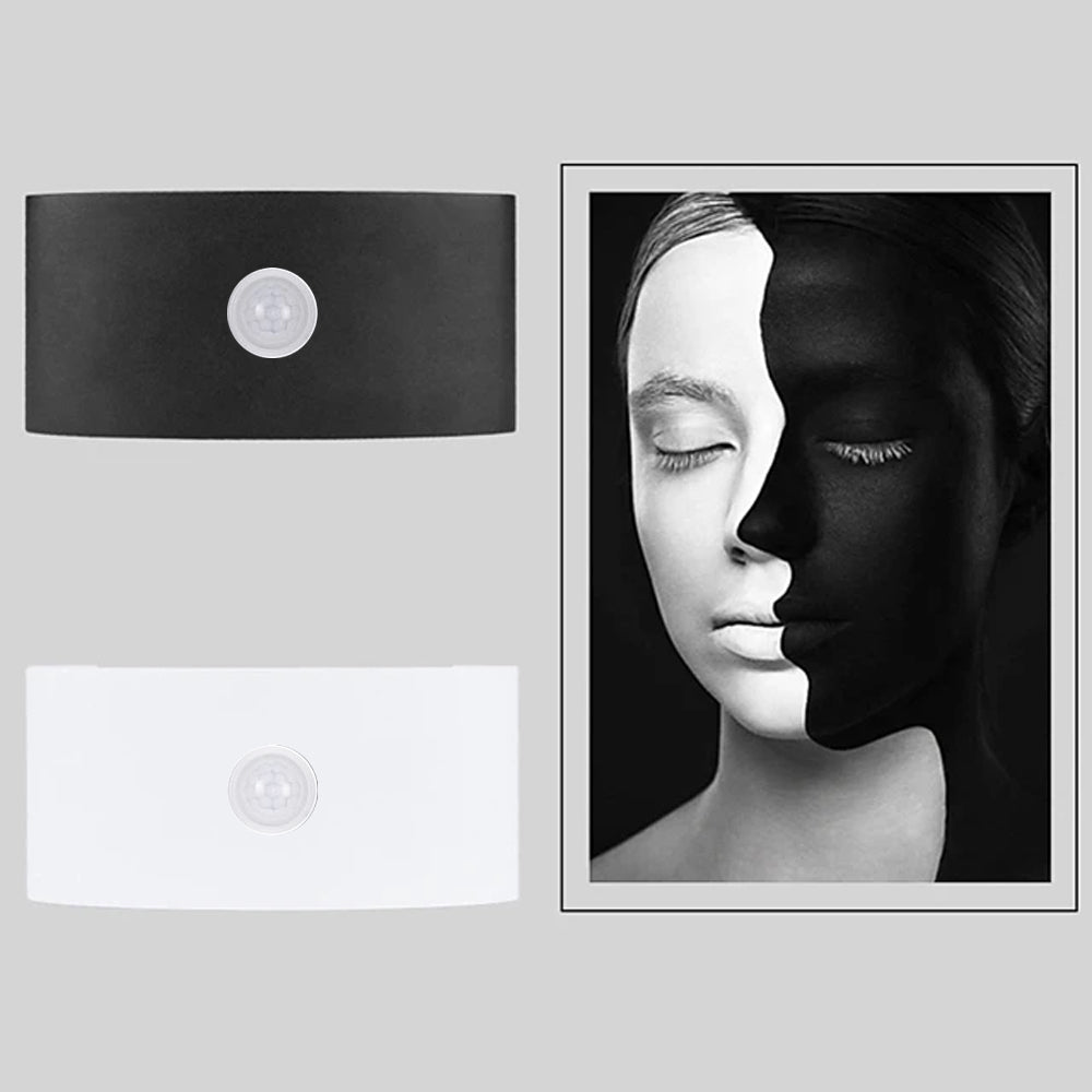 Pikitur Modern Simple Metal/ Fixtures Up And Down LED Light Wall Lamp, Black/White
