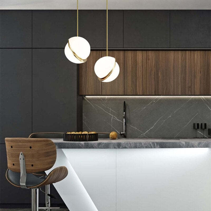Duteder Simple Pendant Light, Gold & White