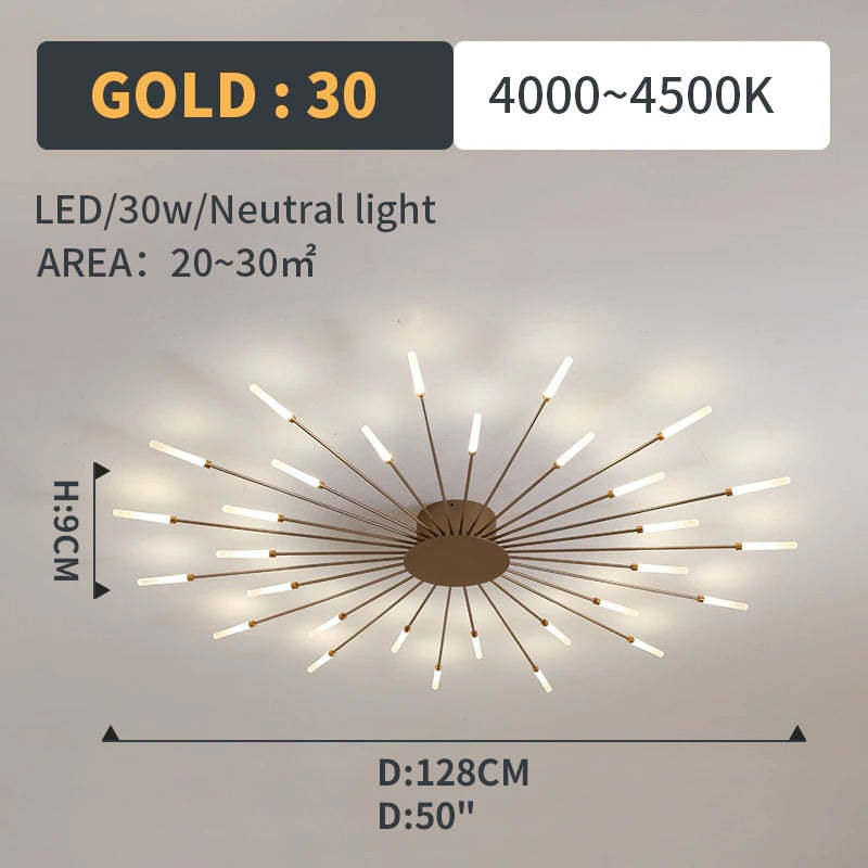 Kovon Flush-Mount Ceiling Light Fireworks, Black/Gold-Relic Pieces