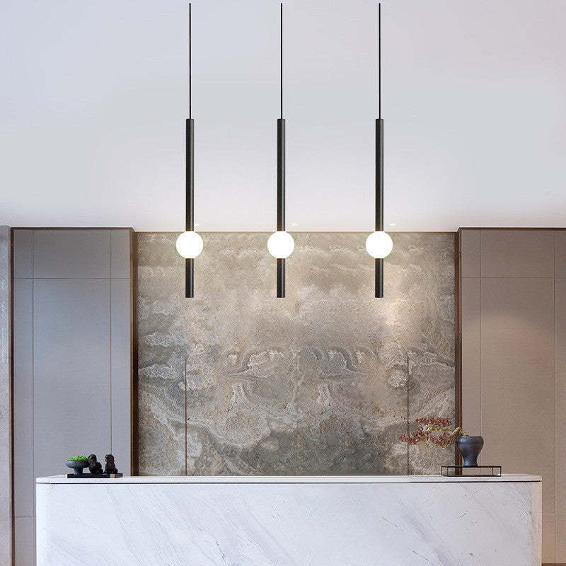 Mekarom Minimalist Linear Globe Glass Pendant Light, Bedroom