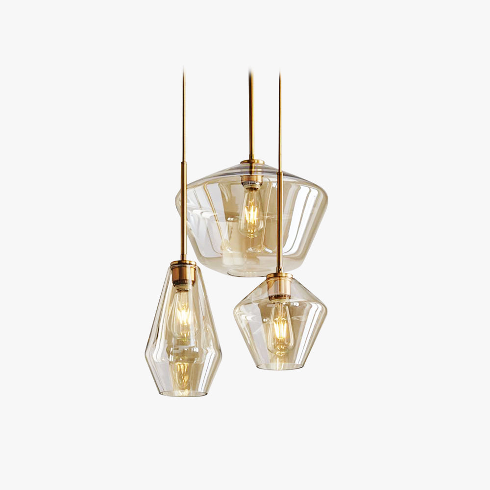 June Pendant Light Glass, Clear/Amber Diamond shape-Relic Pieces
