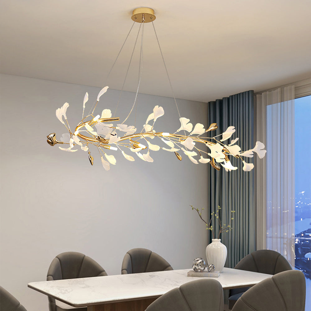 Hiserun Modern Art Deco Metal & Ceramic Chandelier, Gold