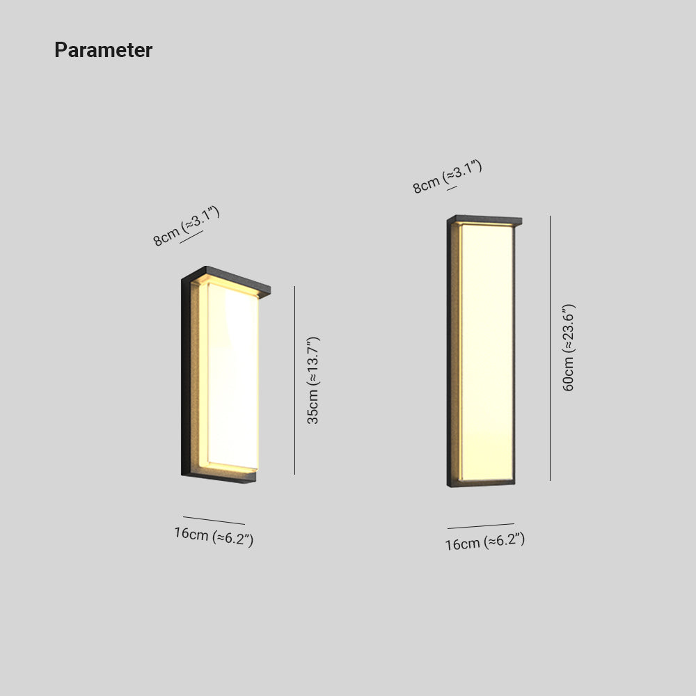 Rotabir Modern Minimalist Rectangular Metal Outdoor Wall Lamp, Black