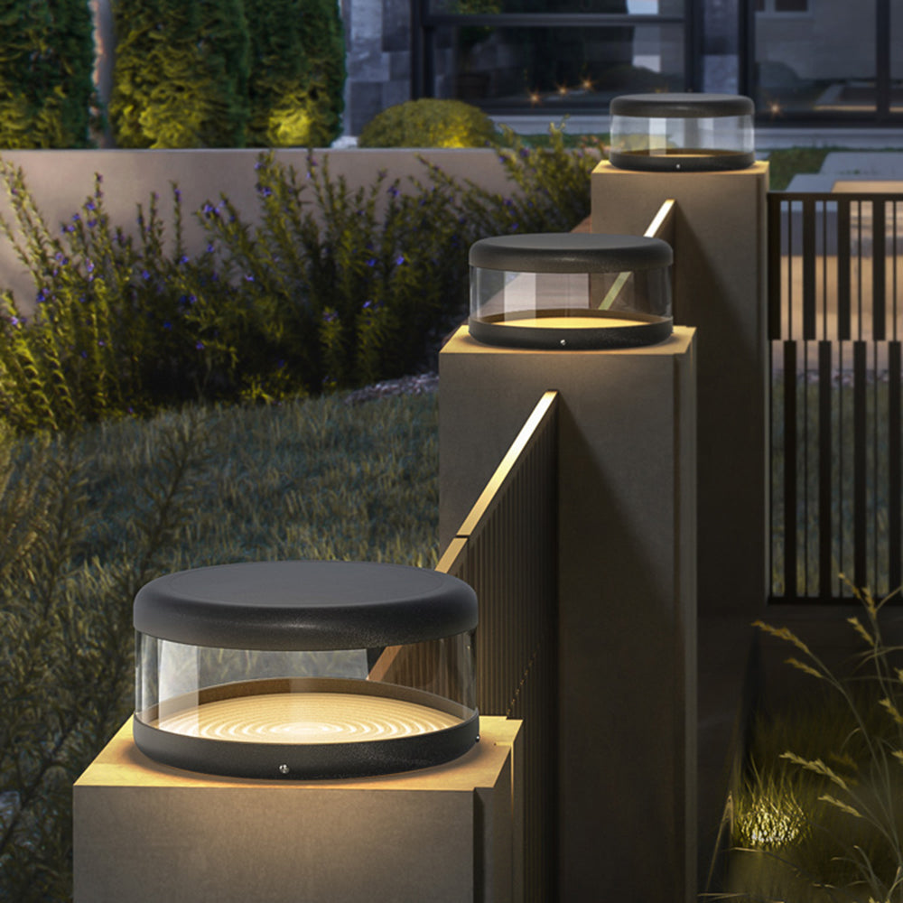 Bipanon Modern Cylinder Metal Solar Lamp Outdoor, Warm Light