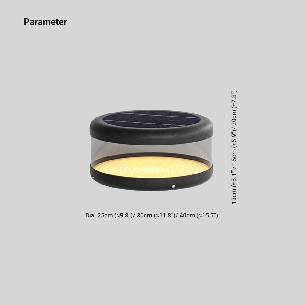 Bipanon Modern Cylinder Metal Solar Lamp Outdoor, Warm Light