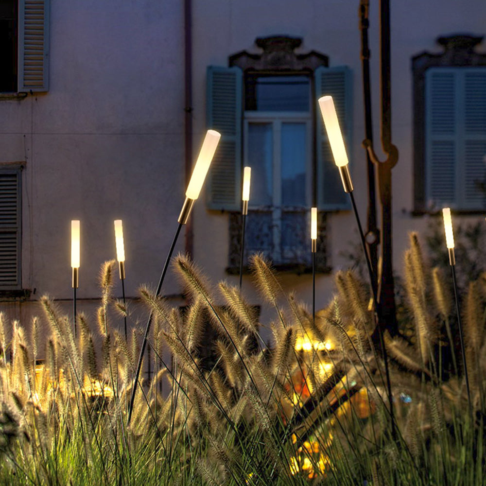 Garotat Modern Metal Reed Solar Outdoor Black Post Light