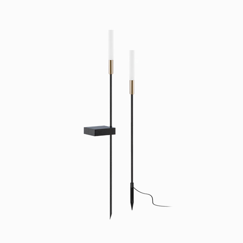 Garotat Modern Metal Reed Solar Outdoor Black Post Light