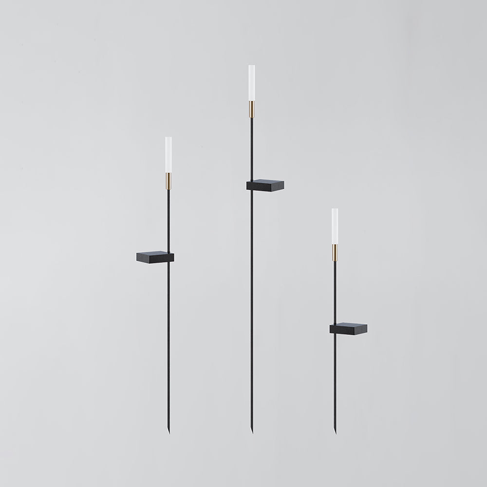 Garotat Modern Metal Reed Solar Outdoor Black Post Light