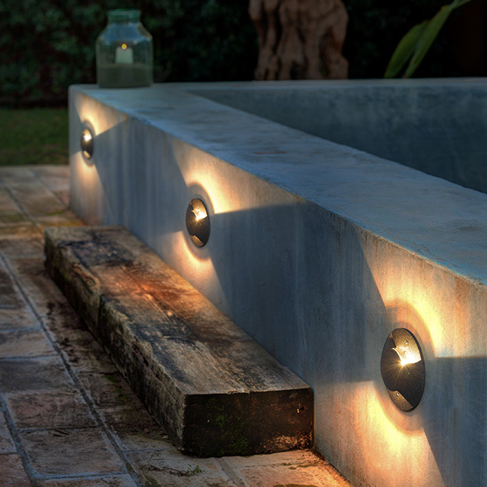 Minelan Metal Cylindrical Outdoor Step/Deck Light, Black