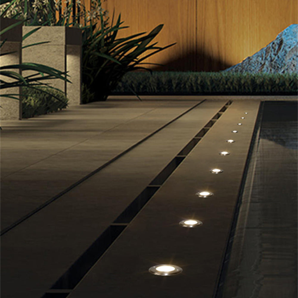 Fikesan Modern Metal Cylindrical Recessed Outdoor Step/Deck Light, Black