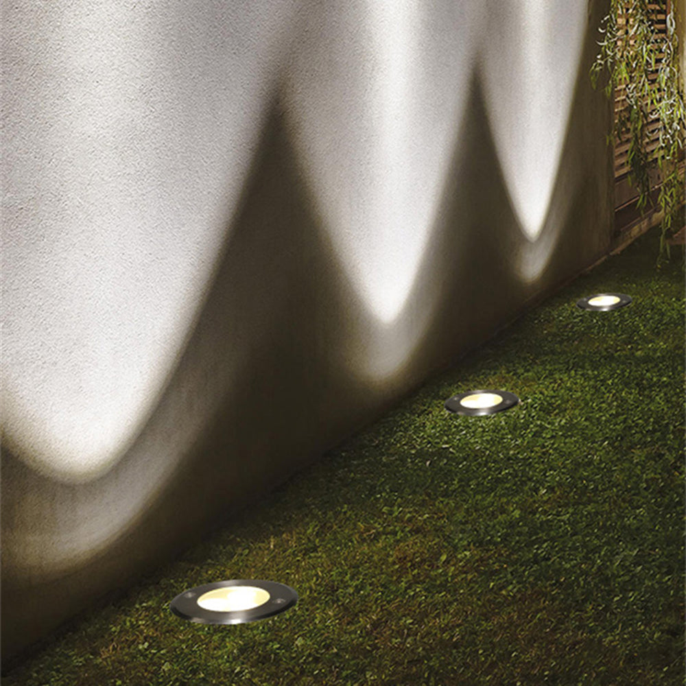 Fikesan Modern Metal Cylindrical Recessed Outdoor Step/Deck Light, Black