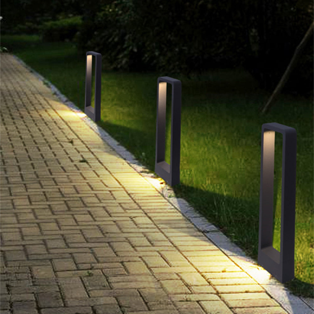 Dotagik Modern Metal Hollow Rectangle Outdoor Path Light, Black