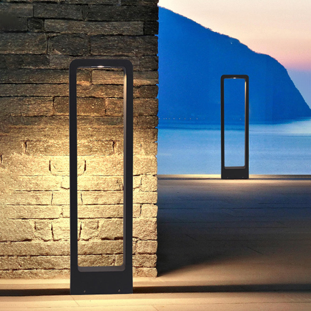 Dotagik Modern Metal Hollow Rectangle Outdoor Path Light, Black