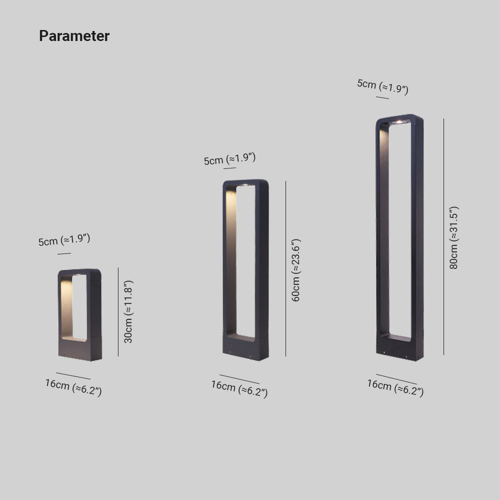 Dotagik Modern Metal Hollow Rectangle Outdoor Path Light, Black
