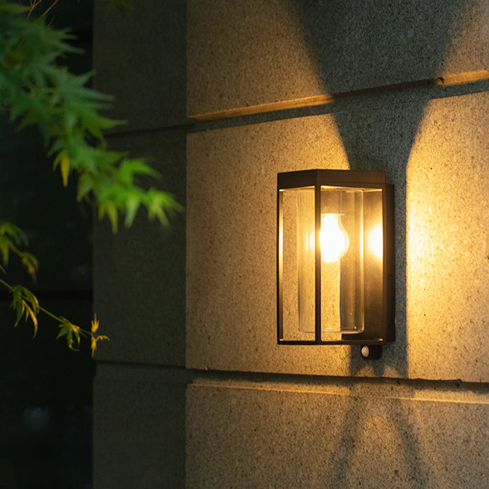 Fudidok Modern Rectangular Solar Waterproof Glass Outdoor Wall Lamp