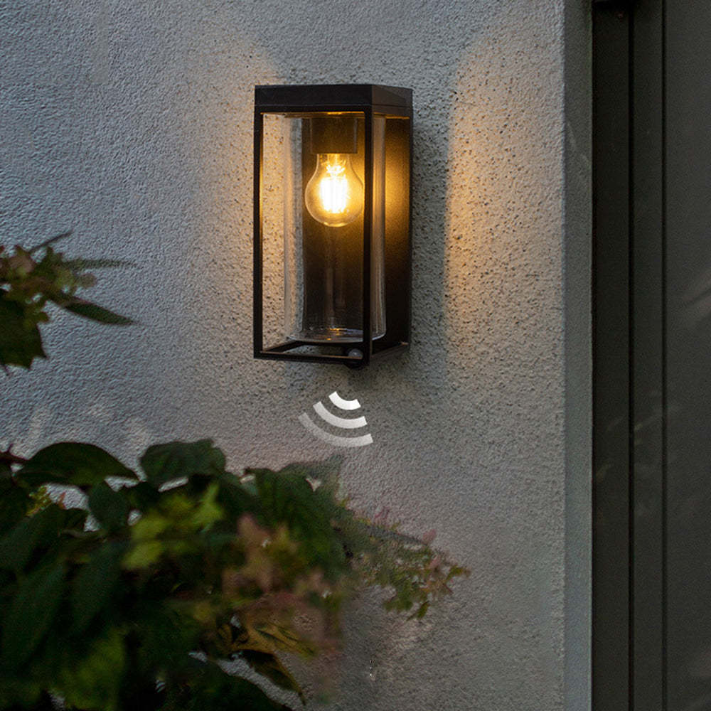 Fudidok Modern Rectangular Solar Waterproof Glass Outdoor Wall Lamp