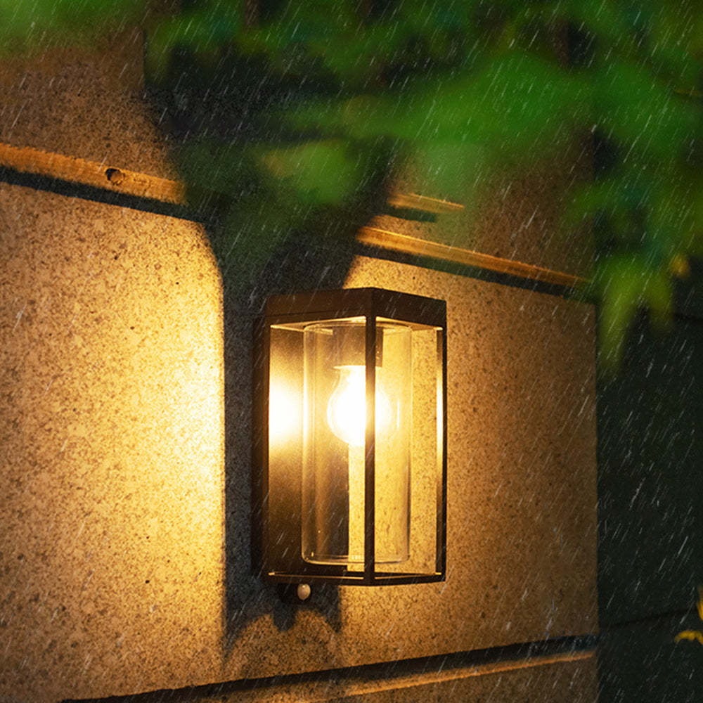 Fudidok Modern Rectangular Solar Waterproof Glass Outdoor Wall Lamp