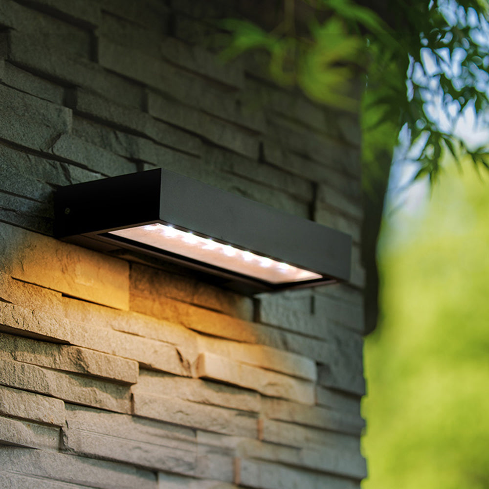 Vugibot Modern rectangular Solar Waterproof Outdoor Wall Lamp, Black
