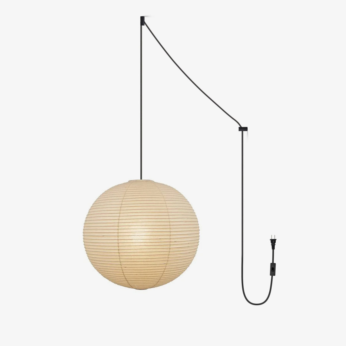 Vaelion Japanese Paper Pendant Swag Light (black plug wire)