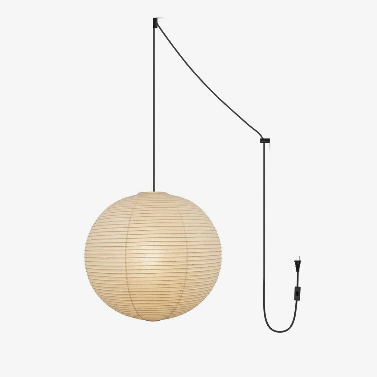 Vaelion Japanese Paper Pendant Swag Light (black plug wire)