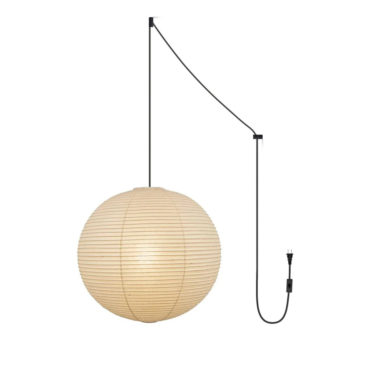 Vaelion Japanese Paper Pendant Swag Light (black plug wire)
