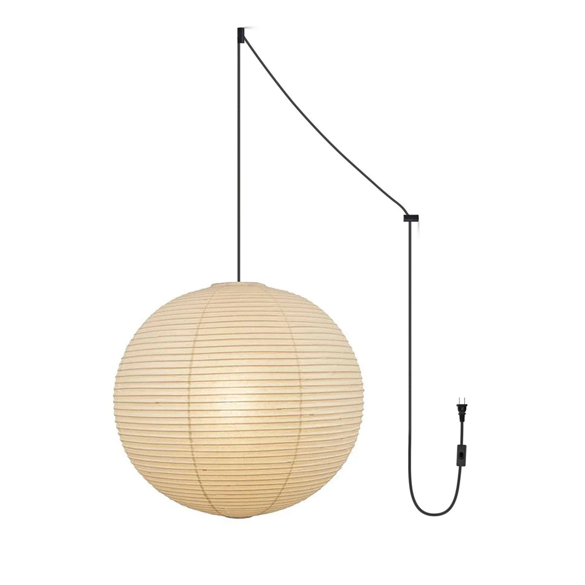 Vaelion Japanese Paper Pendant Swag Light (black plug wire)