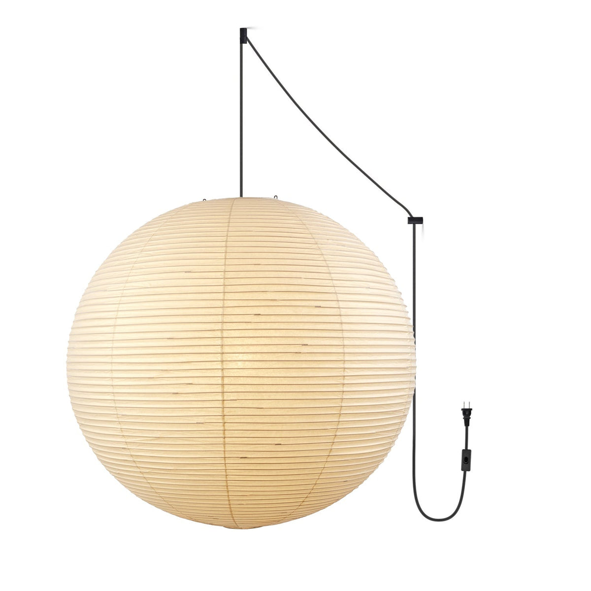 Vaelion Japanese Paper Pendant Swag Light (black plug wire)