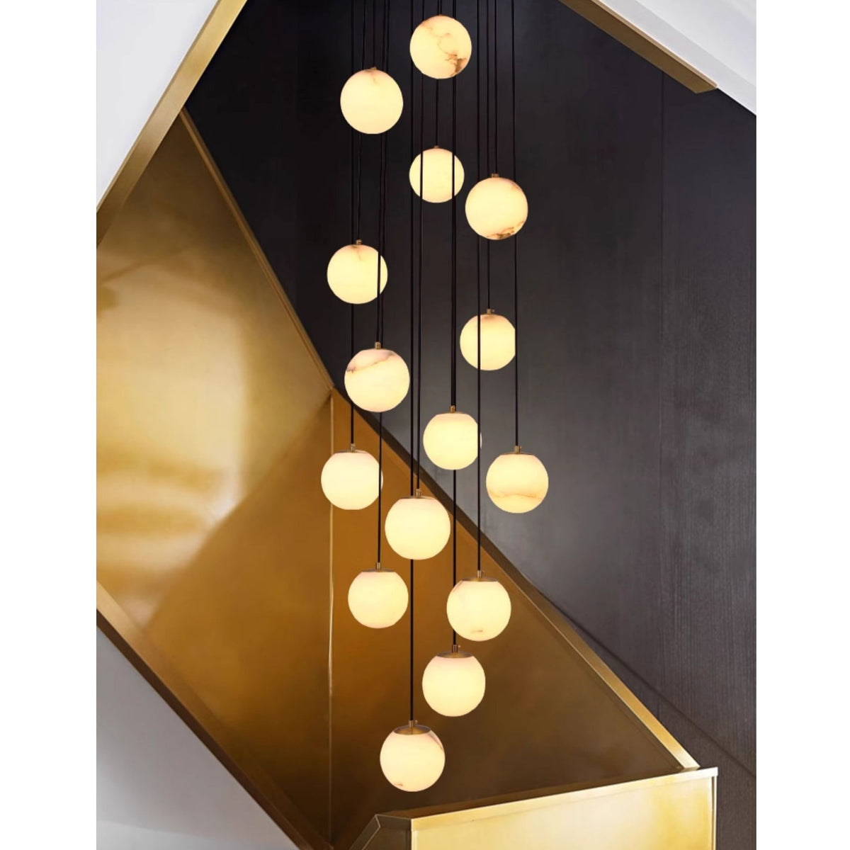 Belen Balls Modern Cluster Alabaster  Chandelier