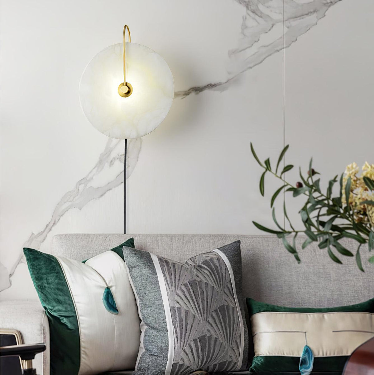 Albeaine Alabaster Globe Plug Wall Lamp