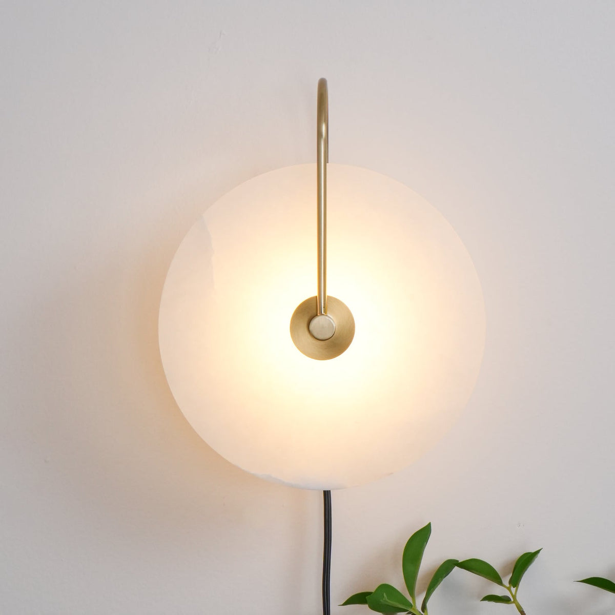 Albeaine Alabaster Globe Plug Wall Lamp
