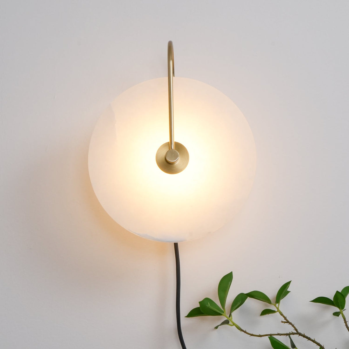 Albeaine Alabaster Globe Plug Wall Lamp