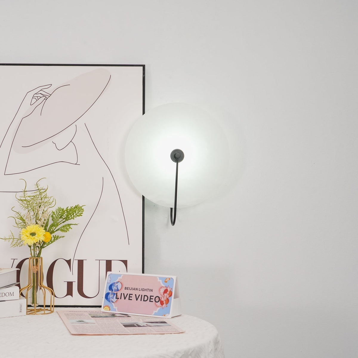 Albeaine Alabaster Globe Plug Wall Lamp