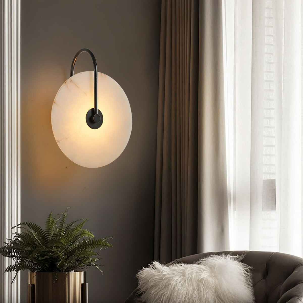 Kristy Alabaster LED Wall Lamp Round Iconic Circular-Relic Pieces