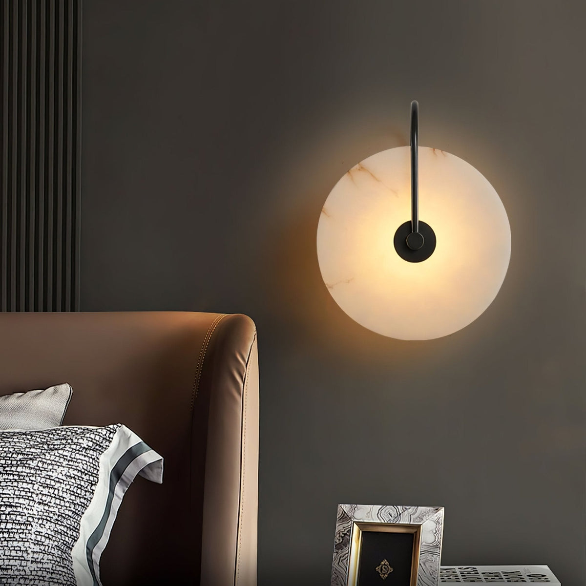 Albeaine Alabaster Globe Plug Wall Lamp