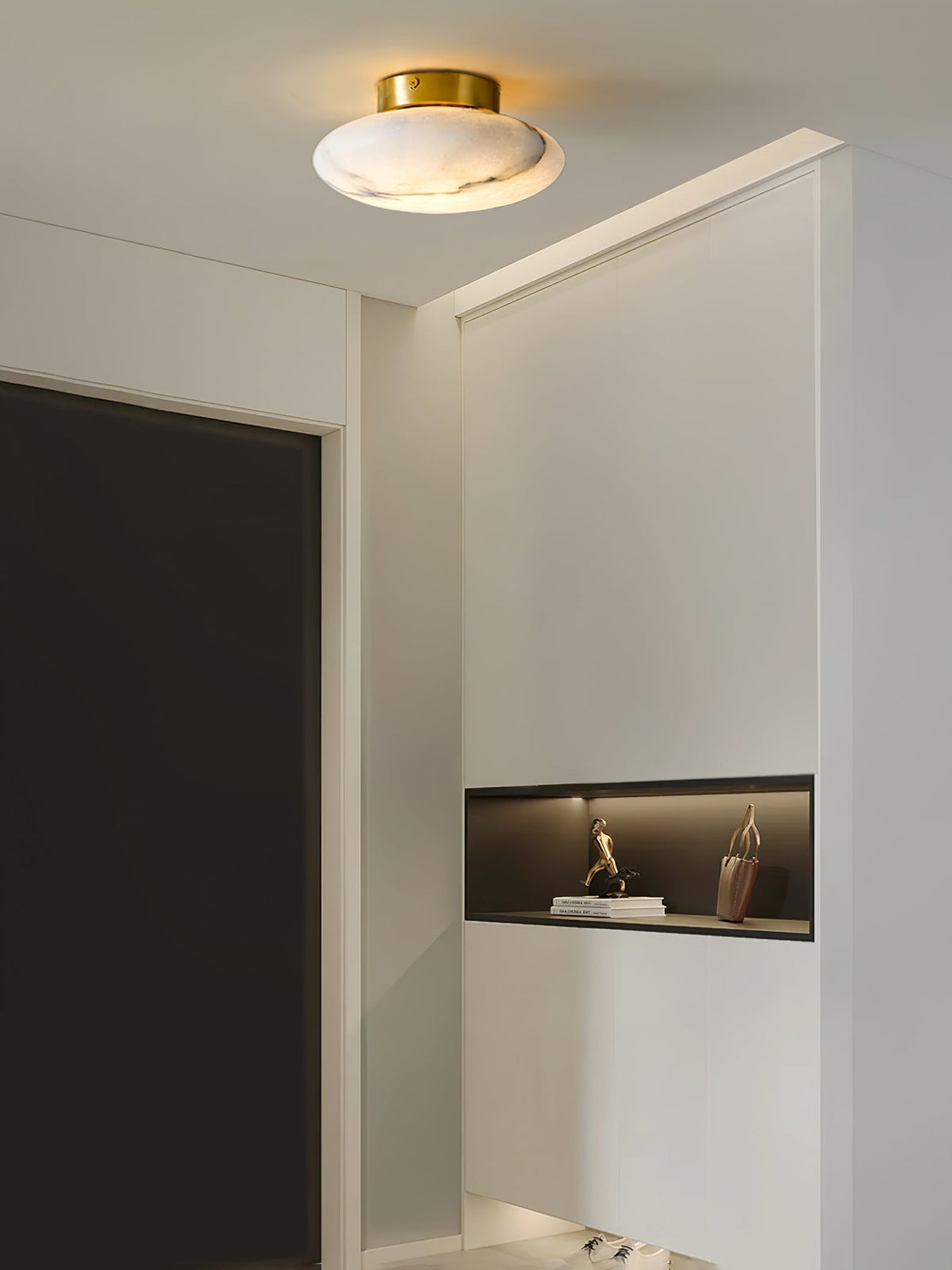 Vanorara Minimalist Alabaster Flush Mount Light
