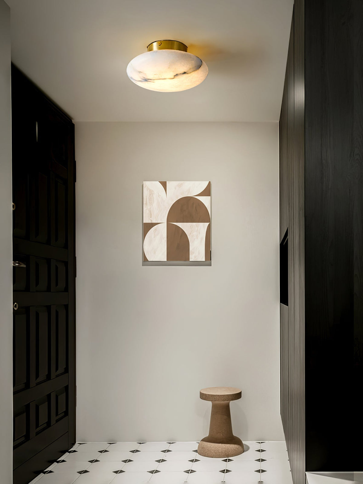 Vanorara Minimalist Alabaster Flush Mount Light