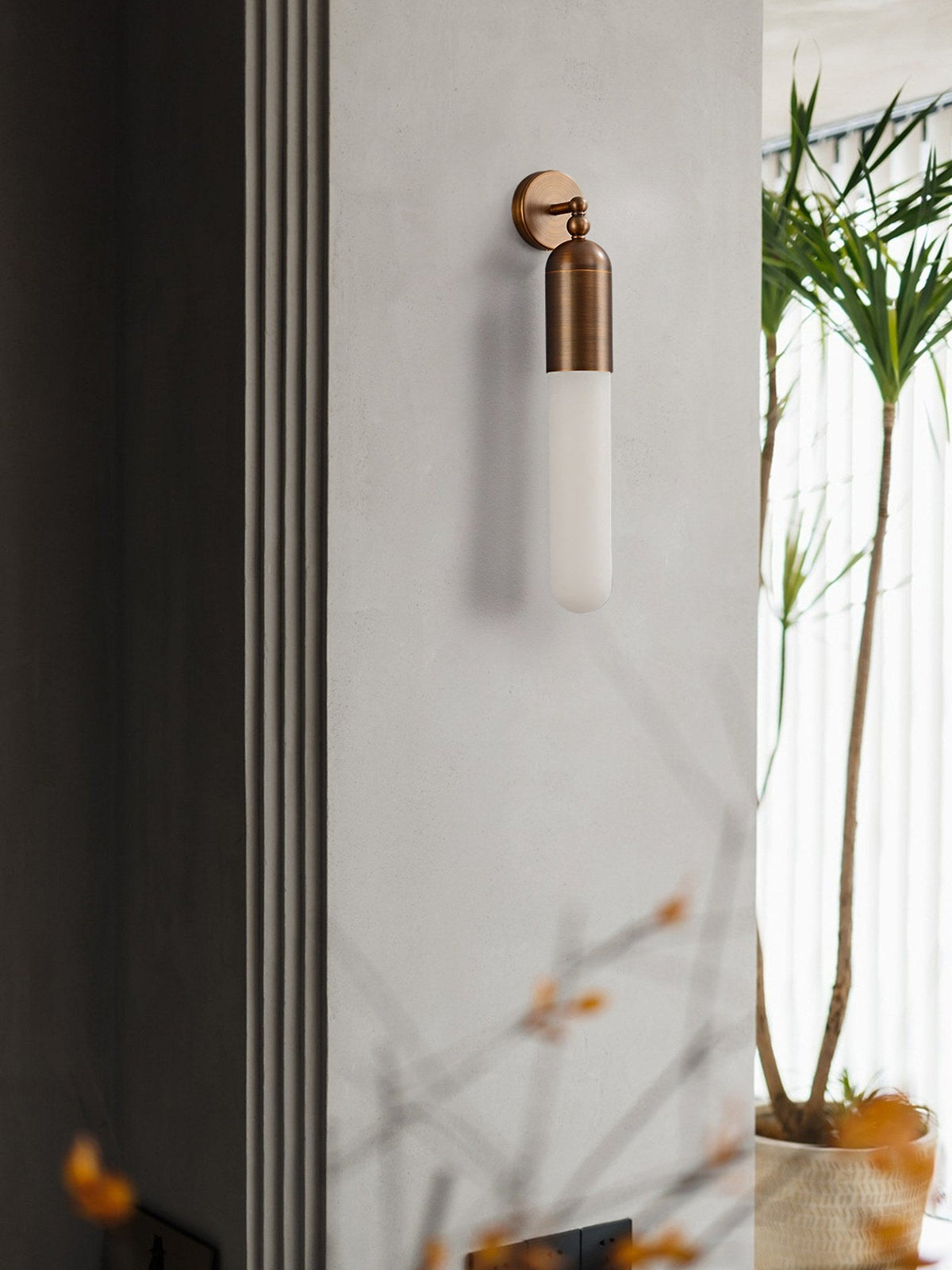 Celyn Alabaster Sculpted Tube Wall Sconce