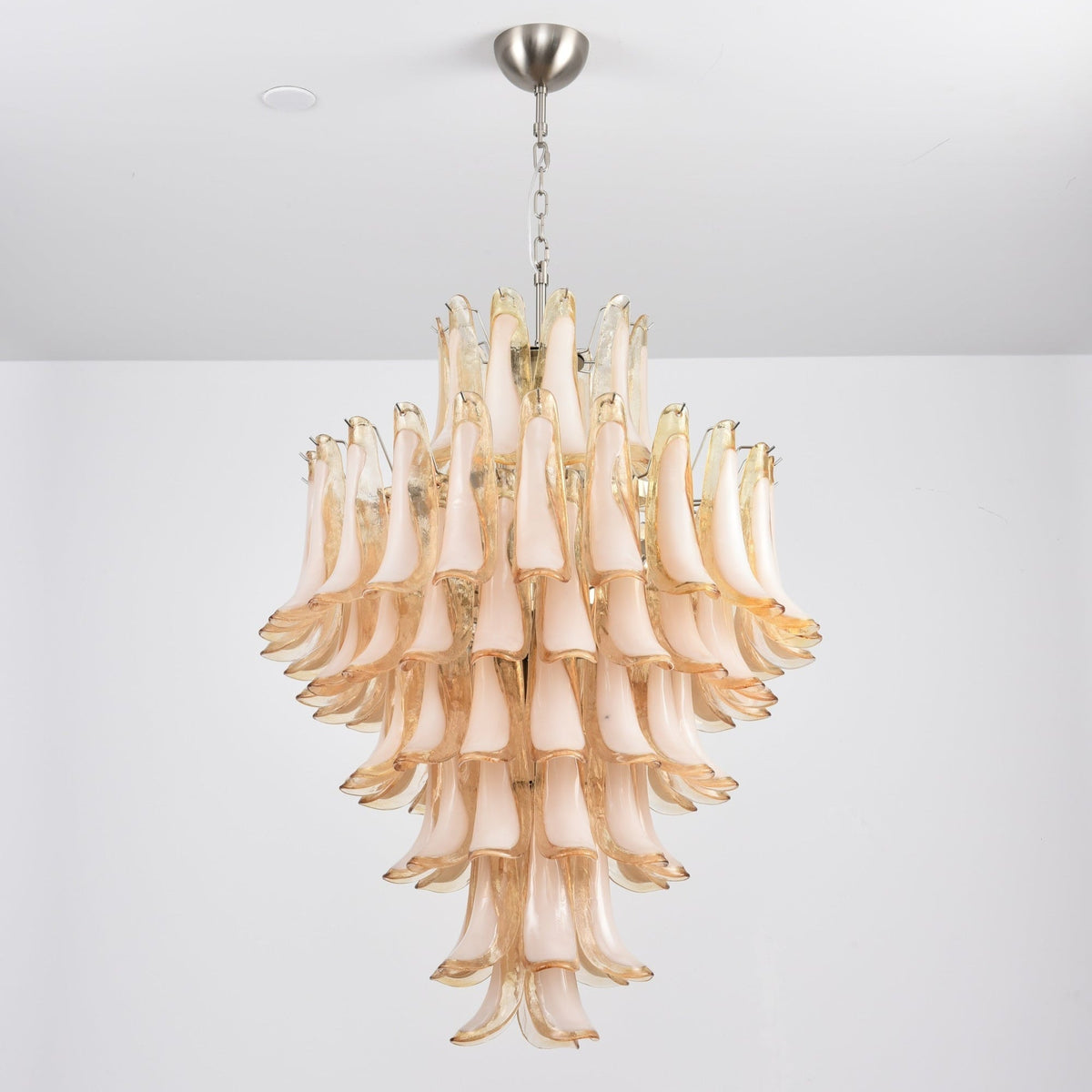 Celalian Chandelier Amber Murano Glass Petal Layered Luxury