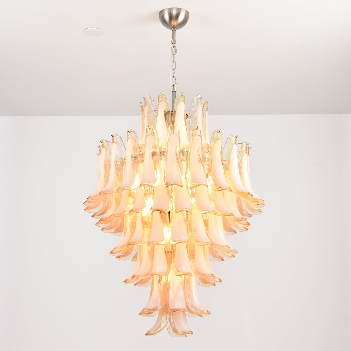 Celalian Chandelier Amber Murano Glass Petal Layered Luxury