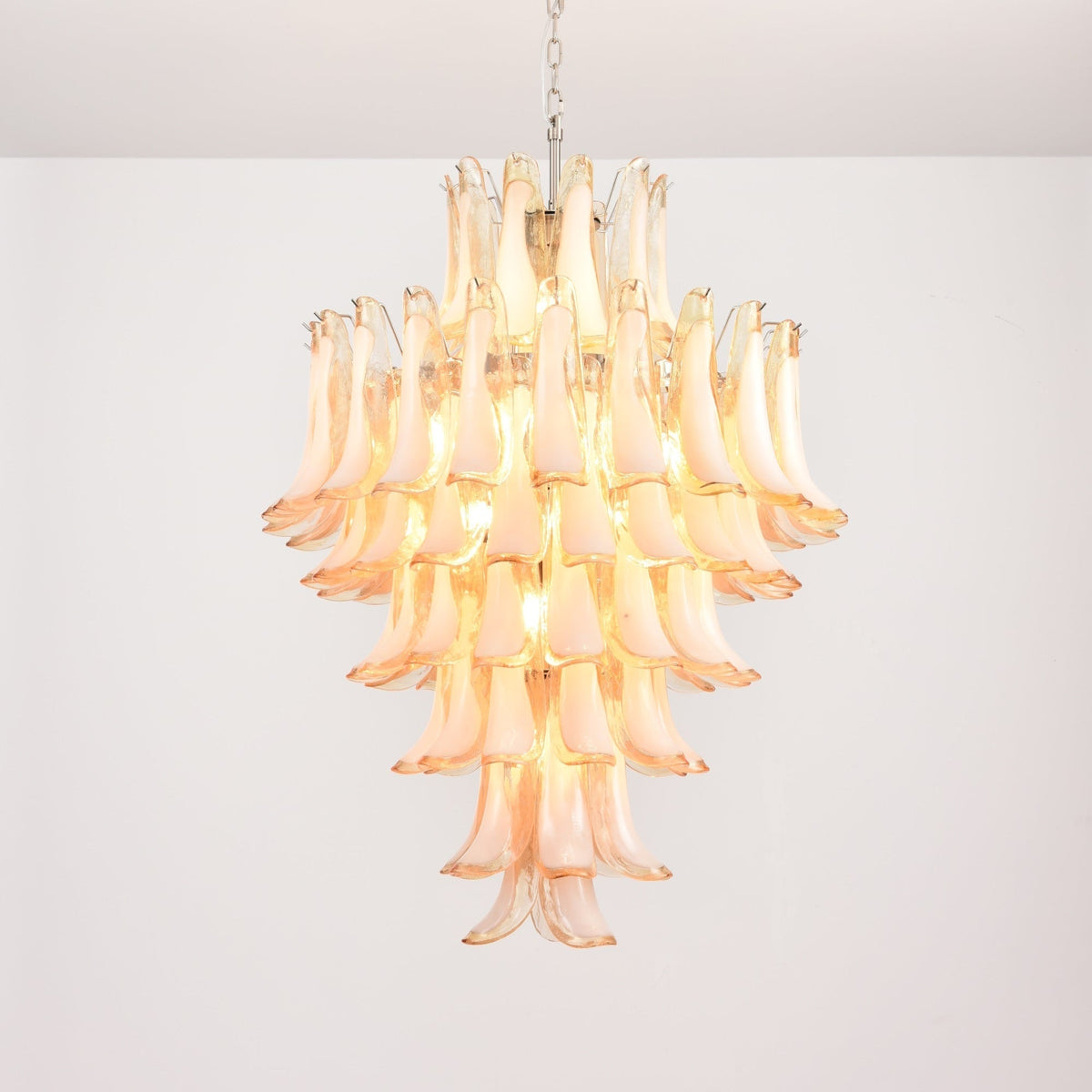 Celalian Chandelier Amber Murano Glass Petal Layered Luxury