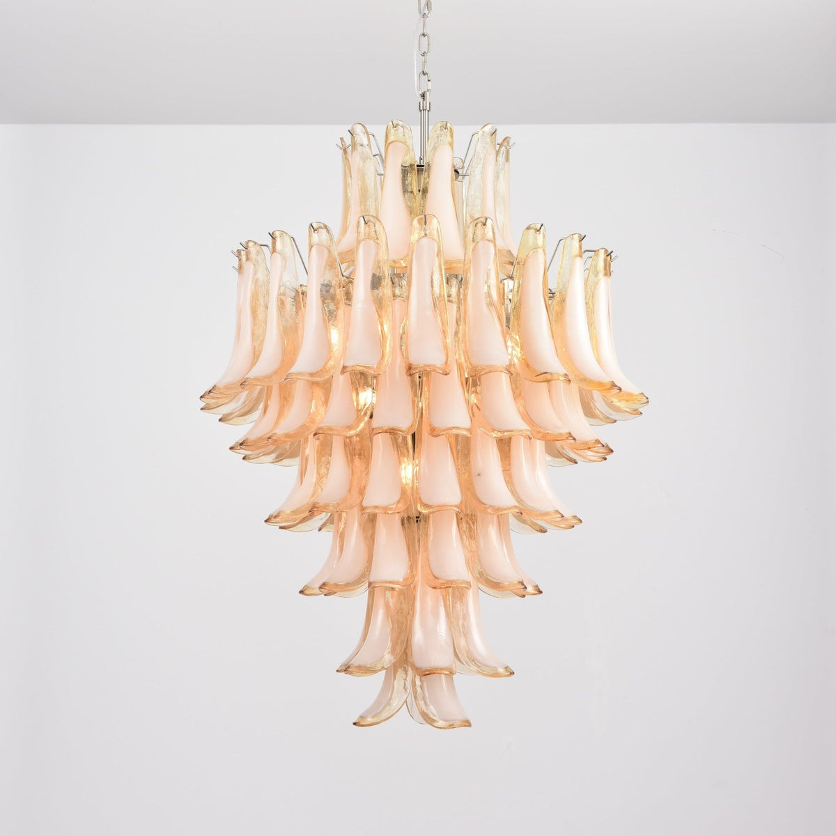 Celalian Chandelier Amber Murano Glass Petal Layered Luxury